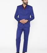 Men blue solid single-breasted regular fit party suit