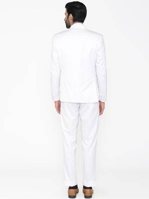 Men white solid single-breasted regular fit suit 4
