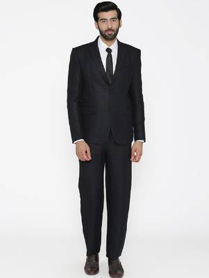 Men black solid regular fit single-breasted pure linen suit 1