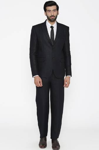 Men black solid regular fit single-breasted pure linen suit