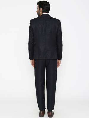 Men black solid regular fit single-breasted pure linen suit 4