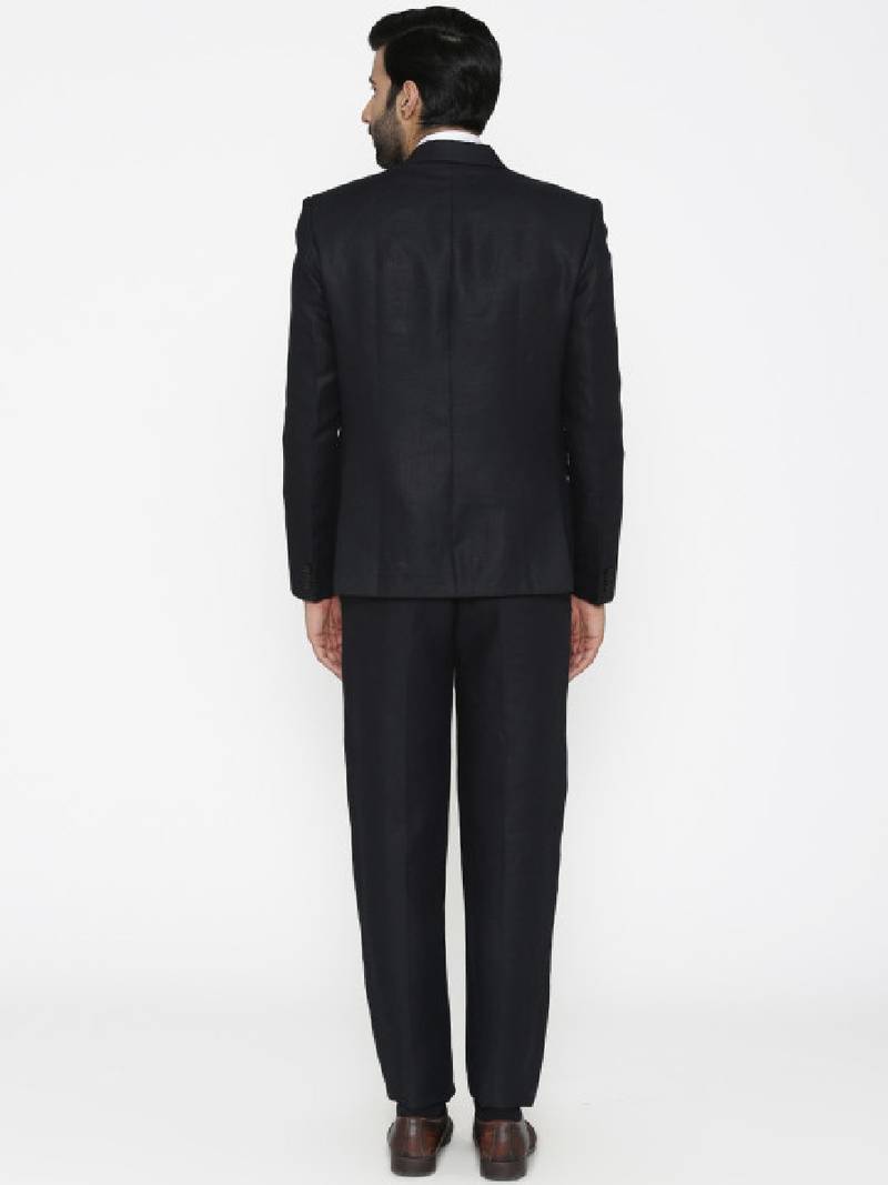 Men black solid regular fit single-breasted pure linen suit