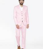 Men pink solid single-breasted regular fit party suit