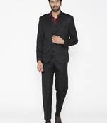 Men black solid single-breasted regular fit suit