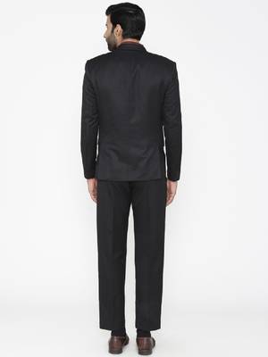 Men black solid single-breasted regular fit suit 4