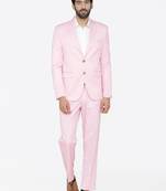 Men pink solid single-breasted regular fit party suit