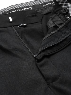 Men black solid slim fit double-breasted formal suit 3
