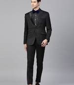 Men black solid slim fit tuxedo suit