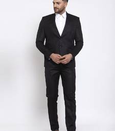 Men black solid single-breasted formal suit