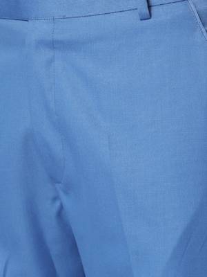 Men blue solid bandhgala formal two-piece suit 3
