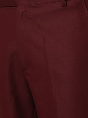 Men maroon solid bandhgala formal two-piece suit 3