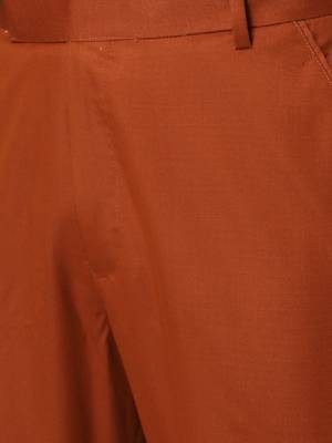 Men rust orange solid bandhgala formal two-piece suit 3