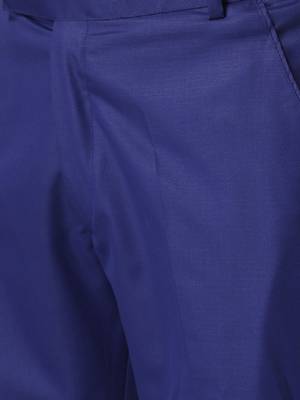 Men blue solid bandhgala formal two-piece suit 3