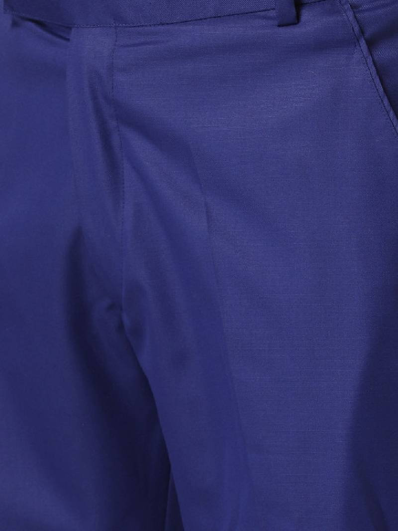Men blue solid bandhgala formal two-piece suit