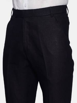 Men black solid bandhgala formal two-piece suit 3