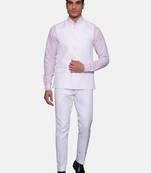 Men white solid bandhgala two-piece formal suit