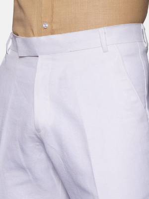 Men white solid bandhgala two-piece formal suit 3