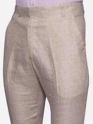 Men cream-coloured solid bandhgala two-piece formal suit 3