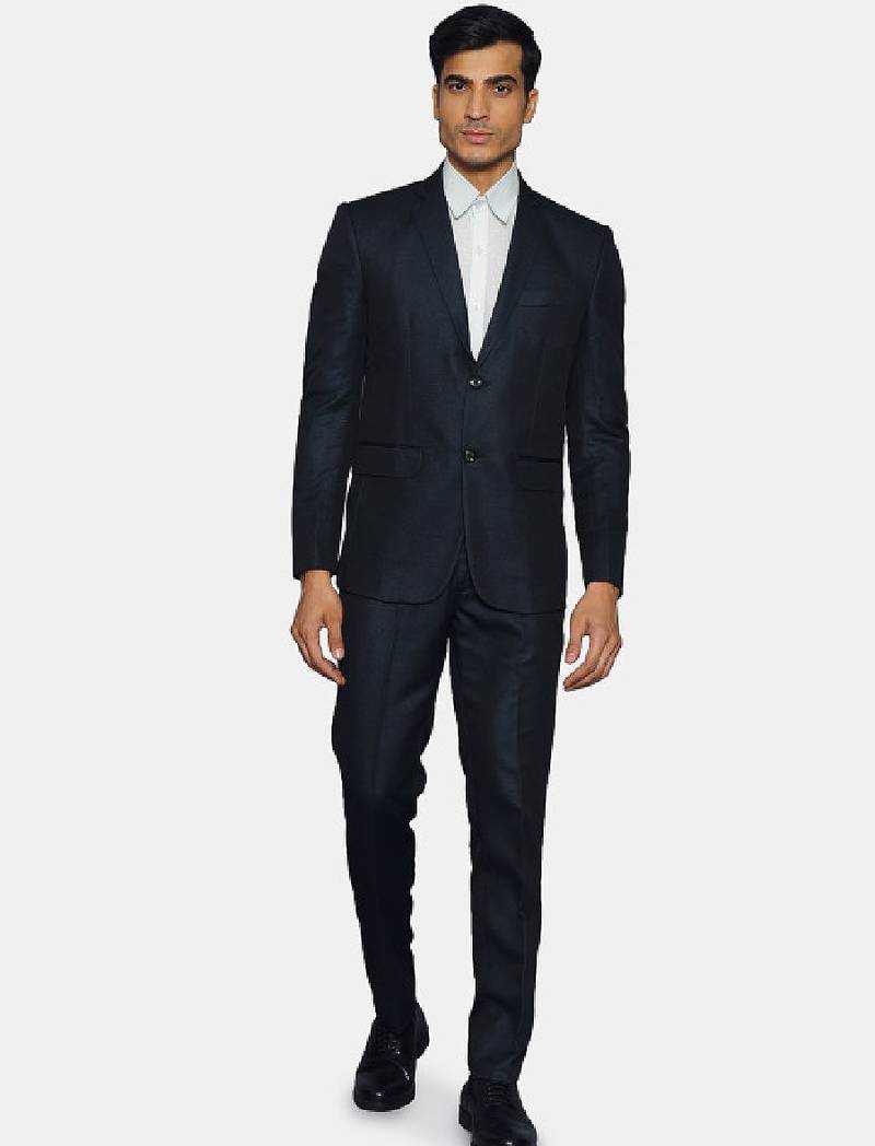 Men green tailored fit single-breasted two-piece suits suit