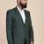 Men green checked single-breasted two-piece suit