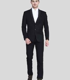 Men black solid single-breasted two-piece suit
