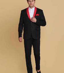 Men black solid 2-piece single breasted suit