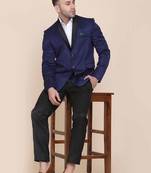 Men blue solid 2 piece tuxedo formal suits