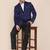Men blue solid 2 piece tuxedo formal suits