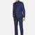 Men navy blue solid regular-fit single-breasted 3-piece formal suit