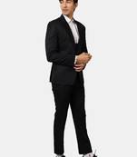 Men black solid single-breasted three-piece tuxedo suit