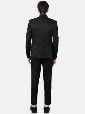 Men black solid single-breasted three-piece tuxedo suit 4