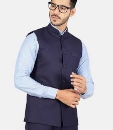 Men blue solid two-piece suit