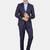 Men blue solid single-breasted 3-piece suit