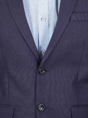 Men blue solid single-breasted 3-piece suit 2