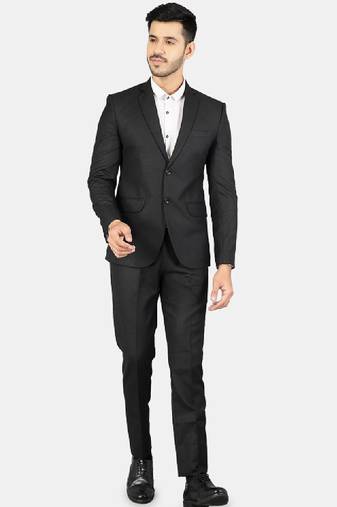 Men black solid single-breasted two-piece formal suits