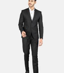 Men black solid single-breasted two-piece formal suits