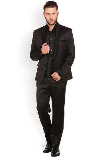 Men black single-breasted regular fit party suit