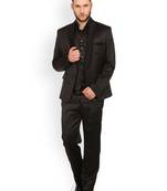 Men black single-breasted regular fit party suit