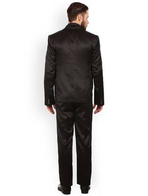 Men black single-breasted regular fit party suit 3