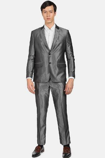 Men grey single-breasted tailored-fit 2-piece formal suit