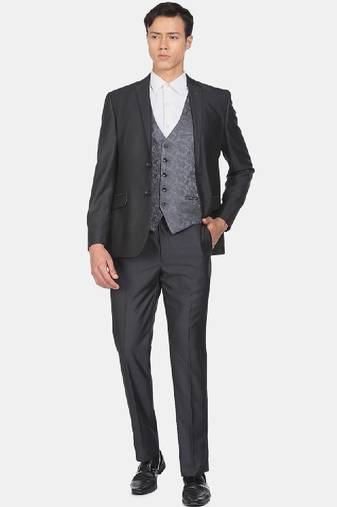 Men single-breasted reversible waistcoat three-piece suit