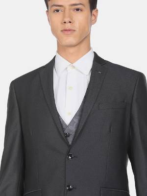 Men single-breasted reversible waistcoat three-piece suit 2