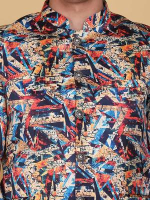 Men printed slim fit single-breasted two-piece suit 2