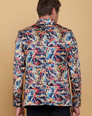 Men printed slim fit single-breasted two-piece suit 4