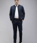 Neo fit striped stand collar formal 2 piece suits