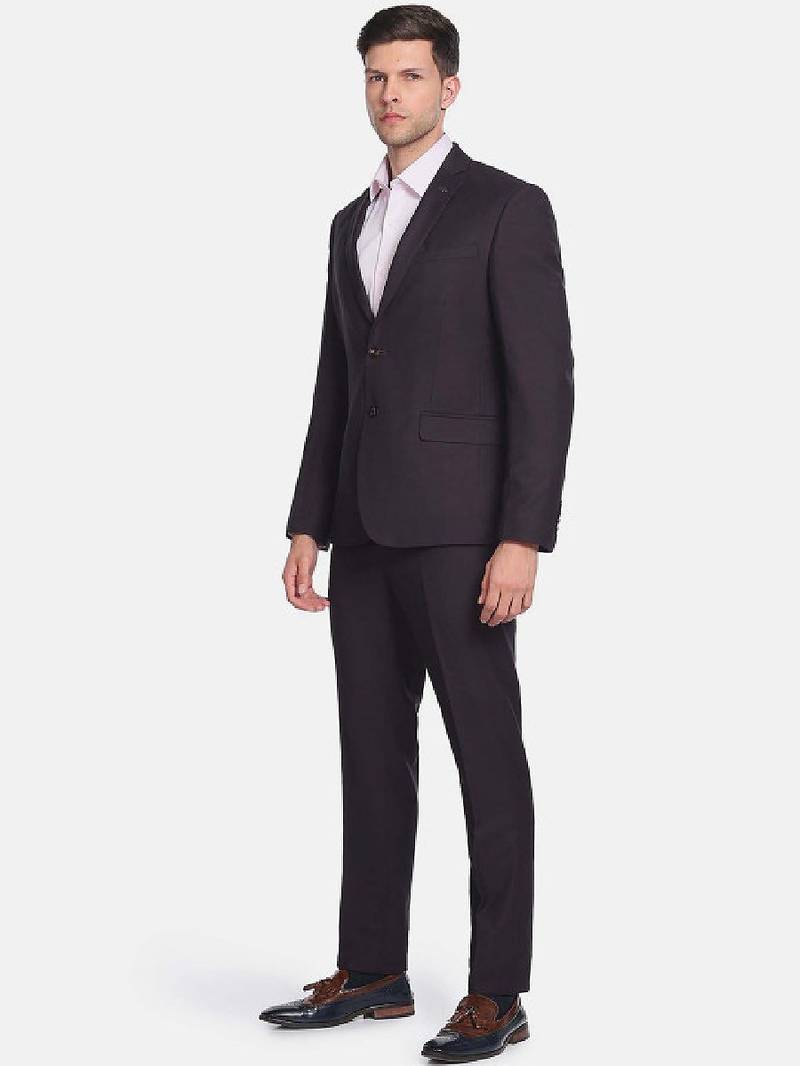 Men 2-piece self design single-breasted suit