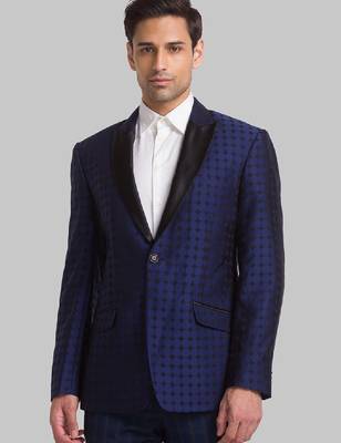 Men printed super slim-fit single-breasted two-piece formal suit 1