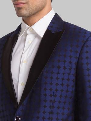Men printed super slim-fit single-breasted two-piece formal suit 2