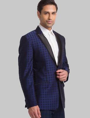Men printed super slim-fit single-breasted two-piece formal suit 3
