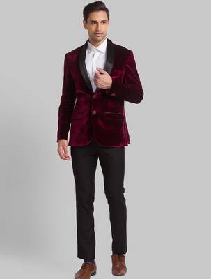 Men velvet single breasted two-piece suit 1